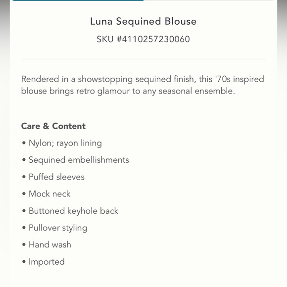 GUC Anthro Sunday in Brooklyn Luna Sequin blouse - Picture 2 of 14